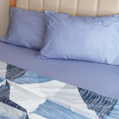 Juego de Sàbana SPAZIOS Geométrico Azul - comprar online