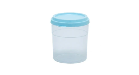 Baldecito contenedor 270cc Transparente Tapa Celeste Pastel