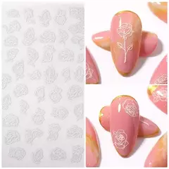Stickers autoadhesivos ultrafinos - rosas blancas #JO1146