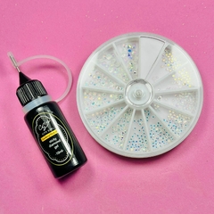 Kit para cristalería - adhesivo + cristales aurora tornasol