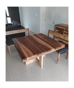 MESA REBECA CUADRADA PIE EN MADERA EN GUAYUBIRA 2" C/R - comprar online