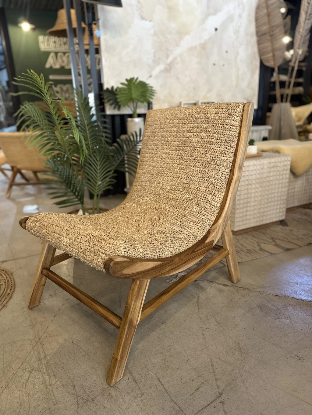 SILLA DE TECA Y RAFIA LAZY
