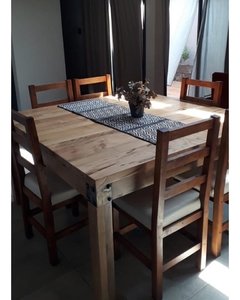 MESA RUSTICA PIE EN MADERA EN ZOITA 2" - CON REMACHES - comprar online