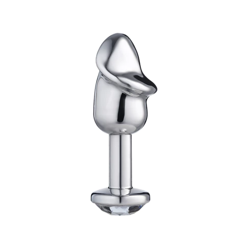 Lite Plug Prata Pênis com Pedra Cristal