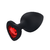 PLUG ANAL SILICONE PRETO "M" CORAÇÃO VERMELHO