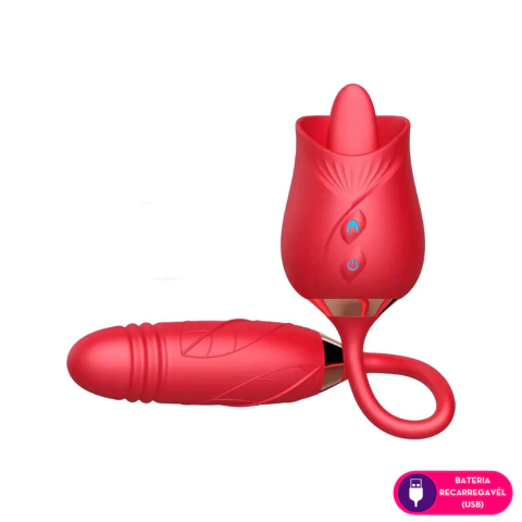 ESTIMULADOR CLITORIANO DUPLO FORMATO FLOR VERMELHA