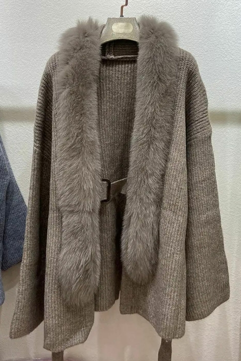 Casaco Tricô + Pele