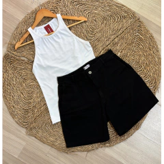 Bermuda jean negra(S12021) - tienda online