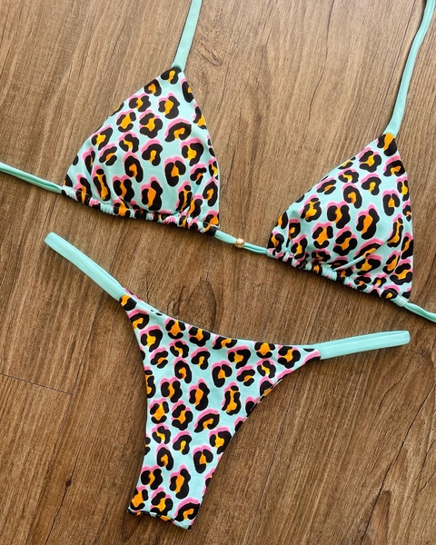 Cortininha animal print colors three/calcinha fina