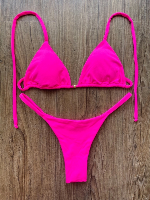 Cortininha pink neon/calcinha fina