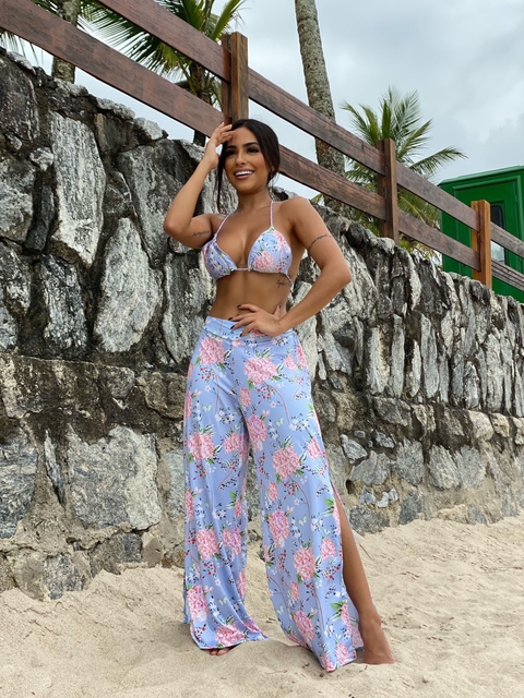 Calça pantalona sage flower