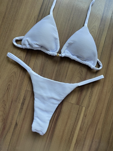 Cortininha canelado branco/calcinha fina