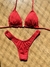 Cortininha vermelho/calcinha asa delta - Biquinis das Divas