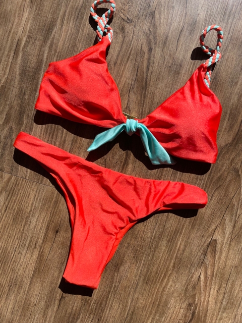 Lace up laranja com azul