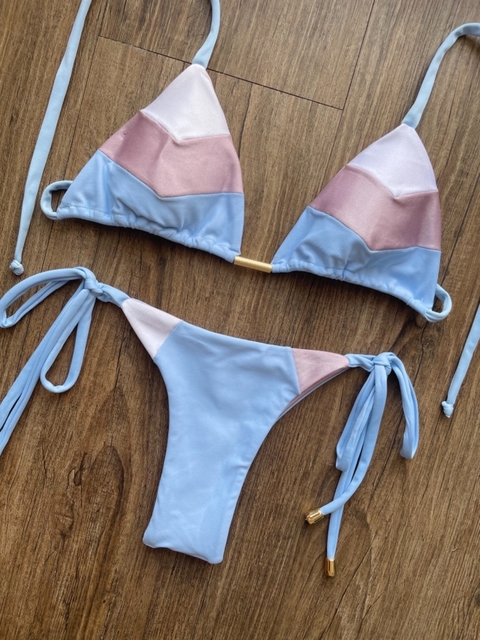 Cortininha geometrico dupla face safira