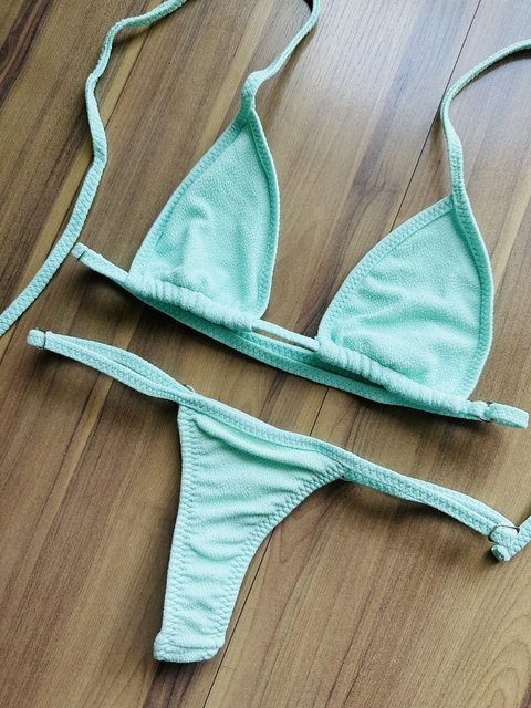 Biquini de fita azul claro textura