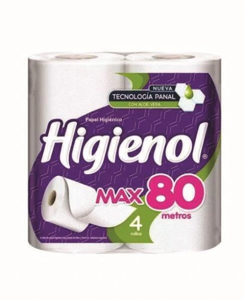 PAPEL HIGIENICO HIGIENOL MAX 4X80M