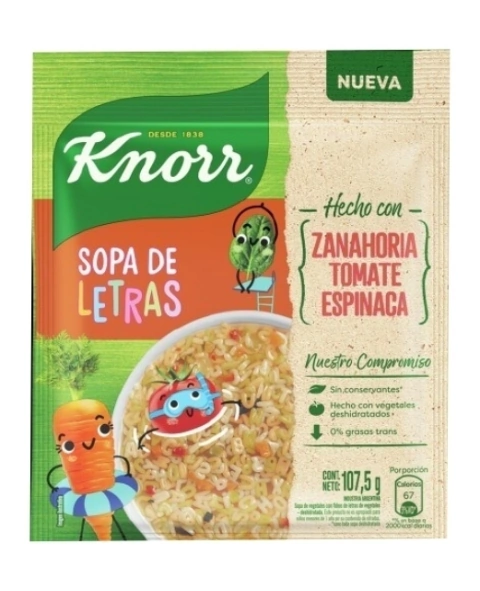 SOPA KNORR CASERA VEGETALES Y FIDEOS LETRAS