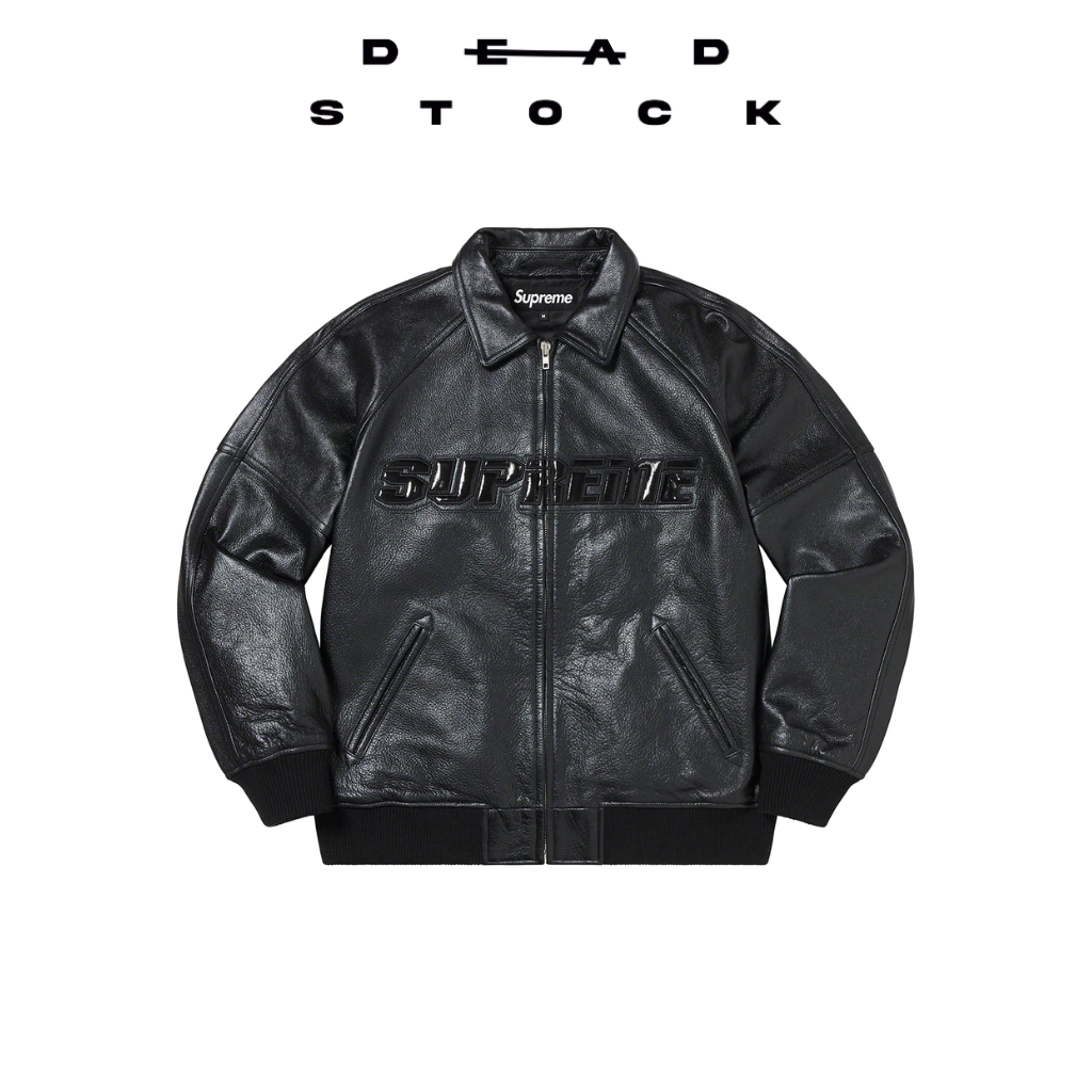 Supreme Silver Surfer Leather Varsity Jacket Black thumbnail 3