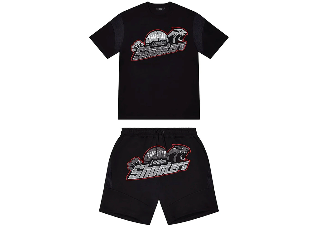 Trapstar Shooters Hoodie Short Set Black/Red thumbnail 3