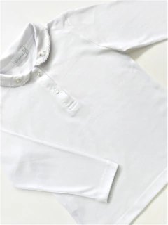 Remera Cuello Baby Bordado blanca - Ines Meyer - Tienda Online