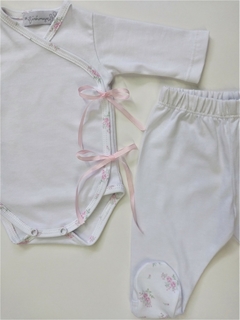 Conjunto body y ranita liso ribete racimos rosas - Ines Meyer - Tienda Online