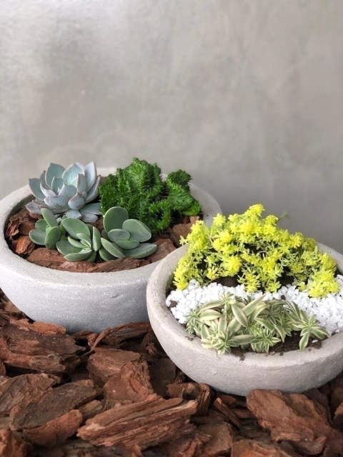 Maceta cuenco de fibrocemento