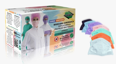 Máscara Cirúrgica Tripla Camada - Coloridas PROTDESC