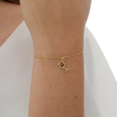 Pulseira Taça de Vinho em prata com banho de ouro - comprar online