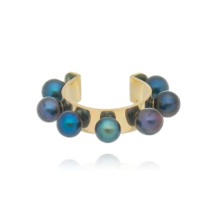 Piercing a presión de perlas negras en oro 18K en internet