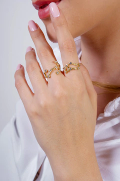 Anel de Escorpião em ouro 18K com Safiras brancas ou Brilhantes - loja online