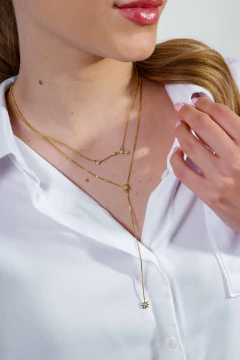 Colar gravatinha de Solzinhos em ouro 18K com Safiras brancas ou Brilhantes - Lily Silvestre - Joias personalizadas e exclusivas