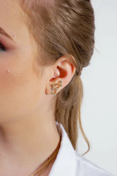 18k Gold Leo earrings with white Sapphires or Diamonds - online store