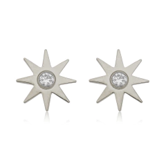Pendiente de Sol en oro con Zafiros blancos o Brillantes - comprar online