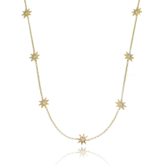 18k Gold tiny Suns choker with white Sapphires or Diamonds