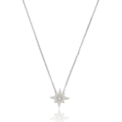 Collar Estrella en oro con Zafiro blanco o Brillante - comprar online