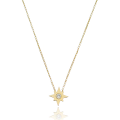 Collar Estrella en oro con Zafiro blanco o Brillante