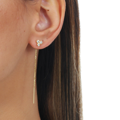 18k Gold Shooting Star earrings with white Sapphires or Diamonds - Lily Silvestre - Joias personalizadas e exclusivas