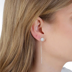 Pendiente Estrella Fugaz Grande en oro 18K con Zafiros blancos o Brillantes - Lily Silvestre - Joias personalizadas e exclusivas