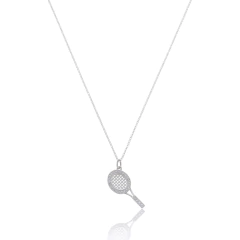 950 Sterling silver gold or rhodium plated sparkly tennis racket necklace - buy online