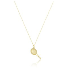 18K Gold sparkly Tennis racket necklace - buy online