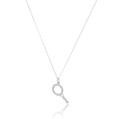 18K Gold cordless Tennis Racket necklace with white Sapphires or Diamonds on internet