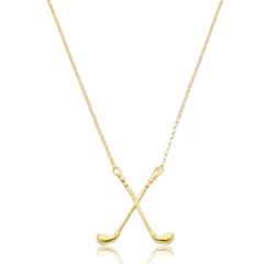 18K Gold golf clubs necklace