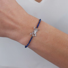 950 Sterling silver gold or rhodium plated spin bike natural lapis lazuli bracelet on internet