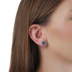 Square stud earrings with opal mosaic - buy online