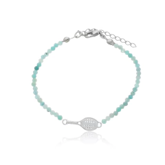 18K Gold twisted handle beach tennis racket natural amazonite bracelet on internet