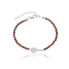 18K Gold twisted handle beach tennis racket natural garnets bracelet on internet