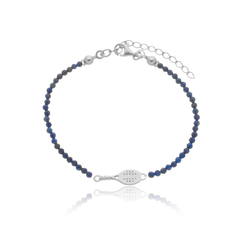 Pulseira de lápis lazuli naturais e raquete de beach tennis com cabo torcido em prata com banho de ouro ou ródio - comprar online