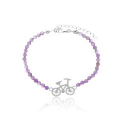 Pulsera de amatistas naturales y bicicleta en oro 18K en internet