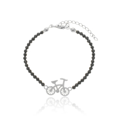 Pulsera de espinelas naturales y bicicleta en plata con baño de oro o rodio - comprar online